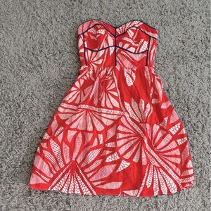 Alice & Trixie Veronique Red Strapless Silk Dress